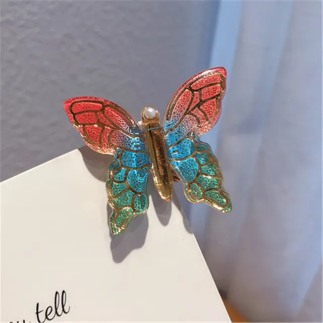 Color Butterfly Hairpin Net Red Simple Temperament Clip Headdress Hair Accessories 001 1 Style - Shop at LoveMi