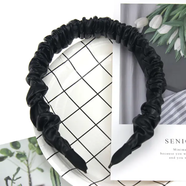 Folded Headband High End Leather Simple And Versatile Black - Shop at LoveMi