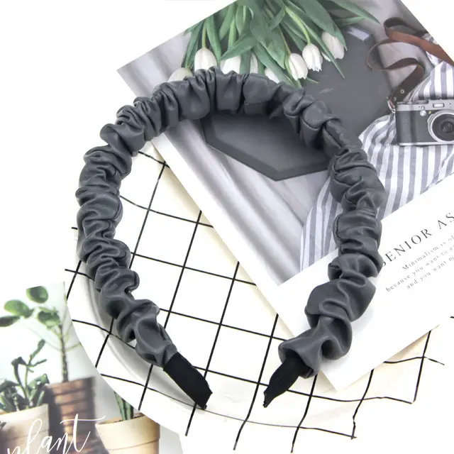 Folded Headband High End Leather Simple And Versatile Grey - Shop at LoveMi