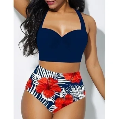Sunflower print bikini set Blue - Shop at LoveMi
