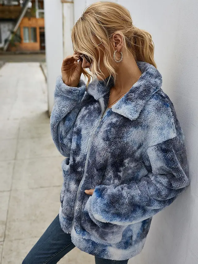 Women's dyed wool coat Grey Blue - Shop at LoveMi