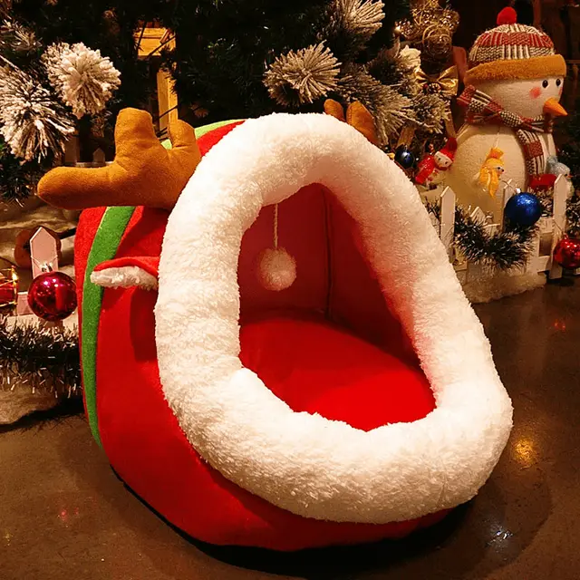 Cat Bed Indoor Soft Cats Houses Warm Cozy Cushion Bag Small Dog Removable Washable Tent Pet House Cat's Basket Pets Mat Supplies Christmas - Shop at LoveMi