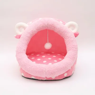 Cat Bed Indoor Soft Cats Houses Warm Cozy Cushion Bag Small Dog Removable Washable Tent Pet House Cat's Basket Pets Mat Supplies Pink - Shop at LoveMi