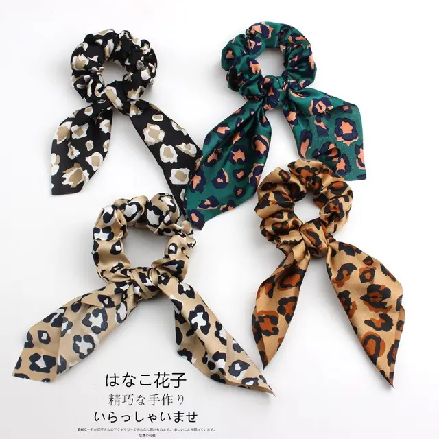 Leopard Snake Floral Streamers Scrunchies Women Hair Scarf 4Pcs Mulitcolor - Shop at LoveMi