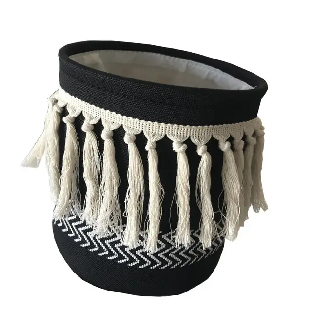 Tassel canvas storage bucket Black - Shop at LoveMi