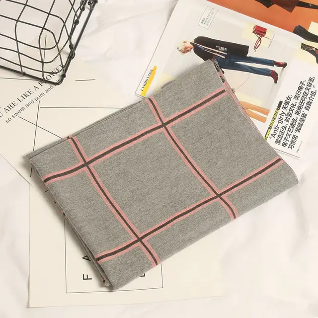 Autumn and winter double sided plaid cashmere scarf for ladies Lattice Grey - Shop at LoveMi