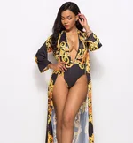 Printed cloak bikini - Black