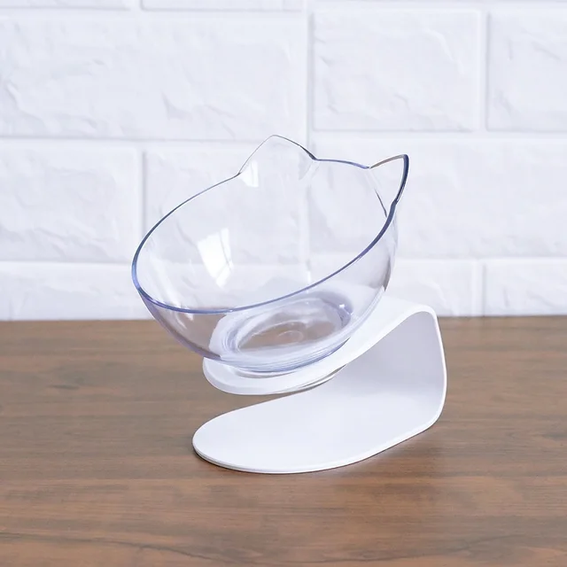 Cat Double Bowl Cat Food Bowl Protects Cervical Vertebra Single White - Shop at LoveMi