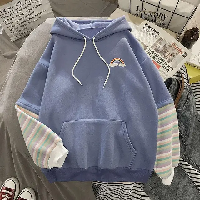 Loose plus fleece hooded long-sleeved sweater - 14Color - View 1