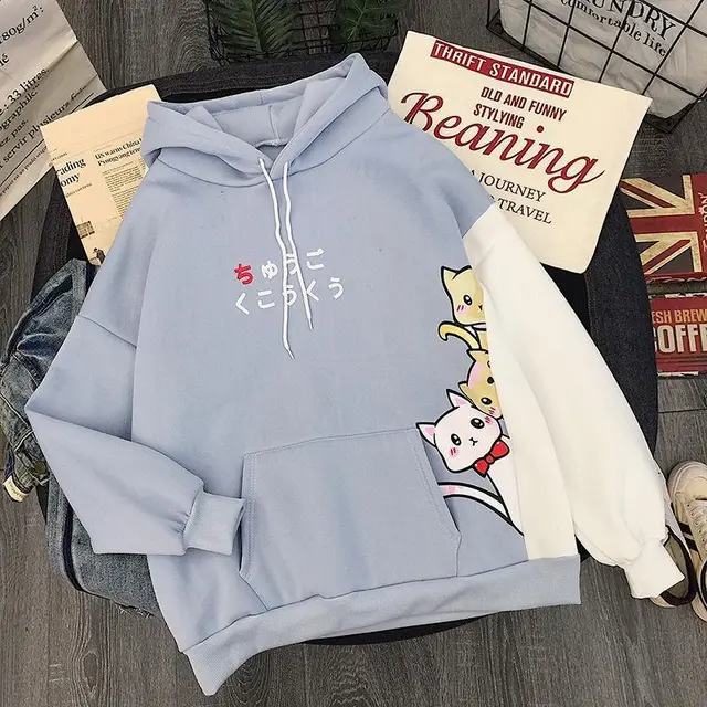 Loose plus fleece hooded long sleeved sweater 1Color - Shop at LoveMi