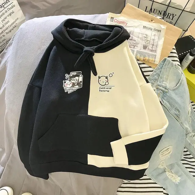 Loose plus fleece hooded long sleeved sweater 6Color - Shop at LoveMi