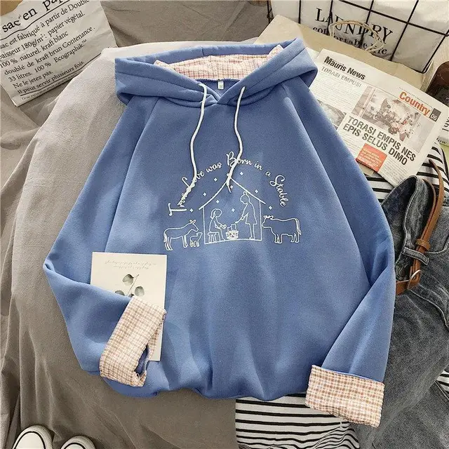Loose plus fleece hooded long sleeved sweater 9Color - Shop at LoveMi