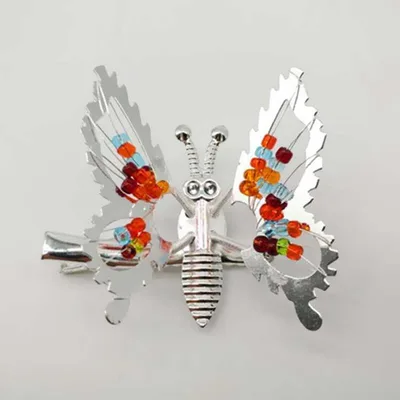 Retro 9 Moving Butterfly Women's Hairpin Silver - Shop at LoveMi