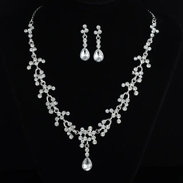 Bridal jewelry, necklace, earring set, wedding dress, jewelry accessories, fast selling pass White - Shop at LoveMi