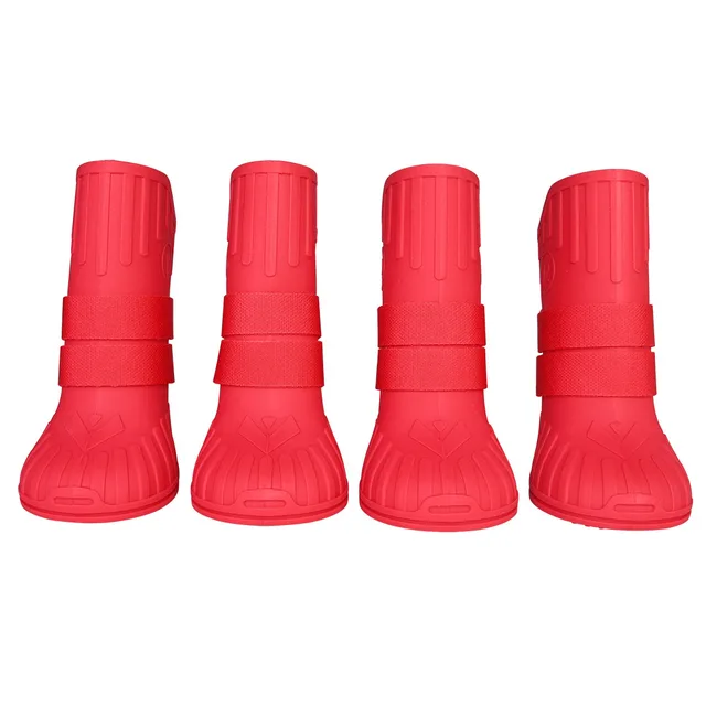 Pet waterproof shoes medium and large high tube dog shoes Red - Shop at LoveMi