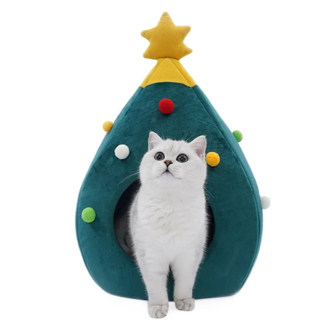Christmas Tree Pet Bed Winter Warm Pet Nest Cat House Dog pet supplies Christmas Tree M - Shop at LoveMi