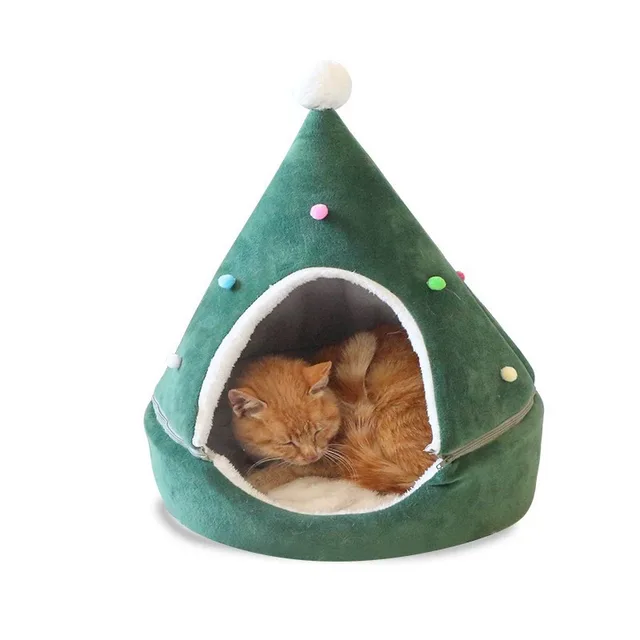 Christmas Tree Pet Bed Winter Warm Pet Nest Cat House Dog pet supplies Green M - Shop at LoveMi