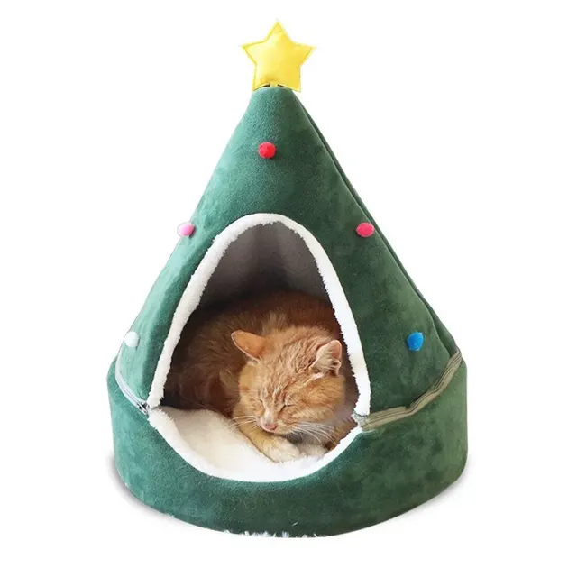 Christmas Tree Pet Bed Winter Warm Pet Nest Cat House Dog pet supplies Tree S - Shop at LoveMi