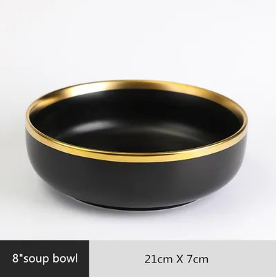 Ceramic black bowl and plate cutlery set 8Inch Soup Bowl - Shop at LoveMi