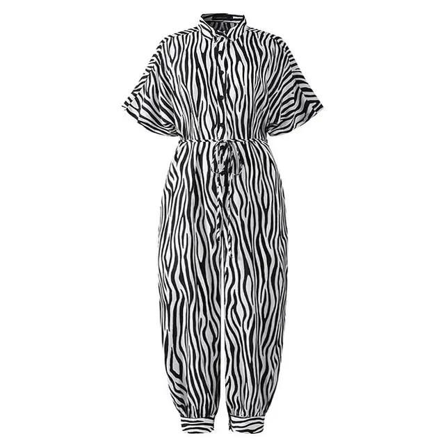 Retro jumpsuit button jumpsuit White Zebra - Shop at LoveMi