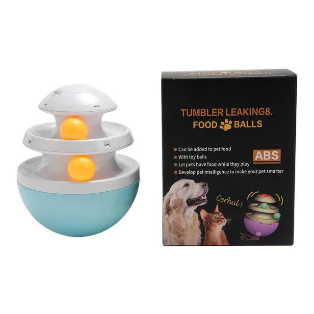 Interactive Dog Cup, Dog Food Dispenser, Leaky Ball White Blue - Shop at LoveMi