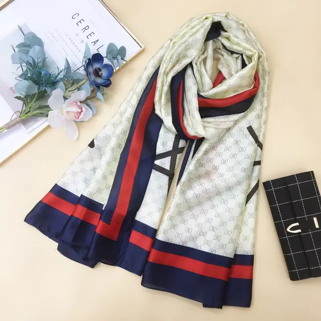 Silk Scarf Women's Spring and Autumn Long Silk With Shawl Beige - Shop at LoveMi