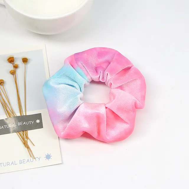 Gradient gold velvet cloth hair ring Pink - Shop at LoveMi