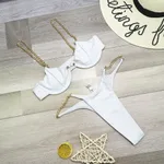 Chain halter one-piece swimsuit - White