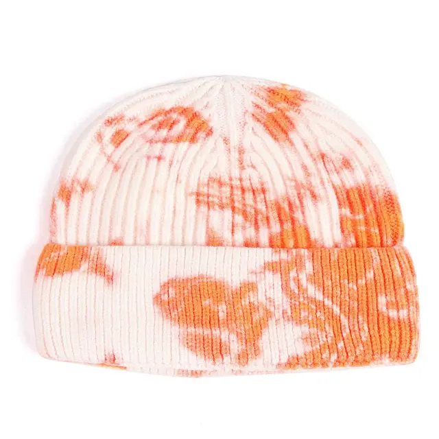 Tie dye printed knitted hat Orange - Shop at LoveMi