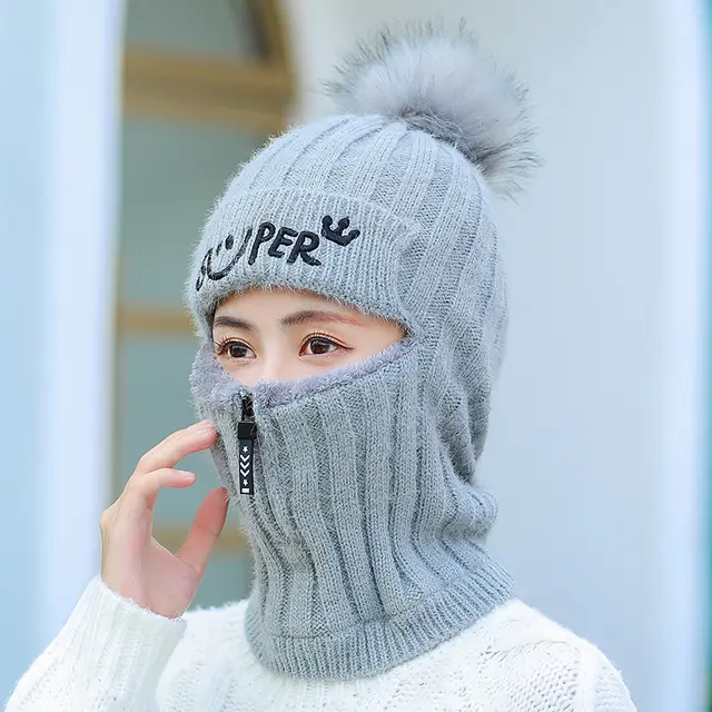 Winter knitted ear protection hat Grey - Shop at LoveMi