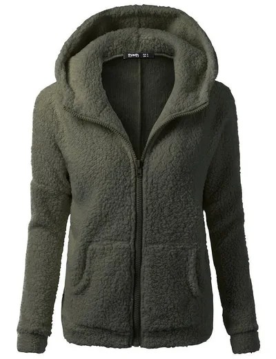 Women's Fashion Jacket Hooded Sweater Sweater Army Green - Shop at LoveMi