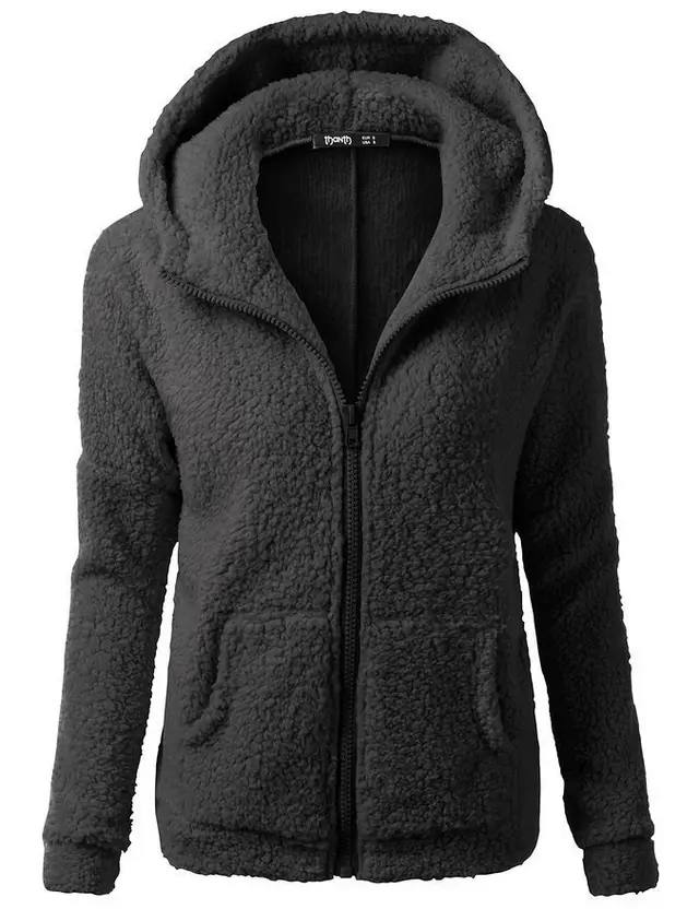 Women's Fashion Jacket Hooded Sweater Sweater Black - Shop at LoveMi
