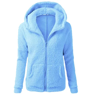 Women's Fashion Jacket Hooded Sweater Sweater Blue - Shop at LoveMi