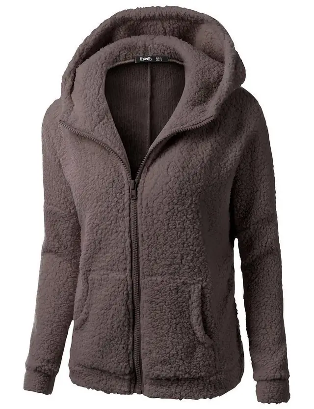 Women's Fashion Jacket Hooded Sweater Sweater Coffee - Shop at LoveMi