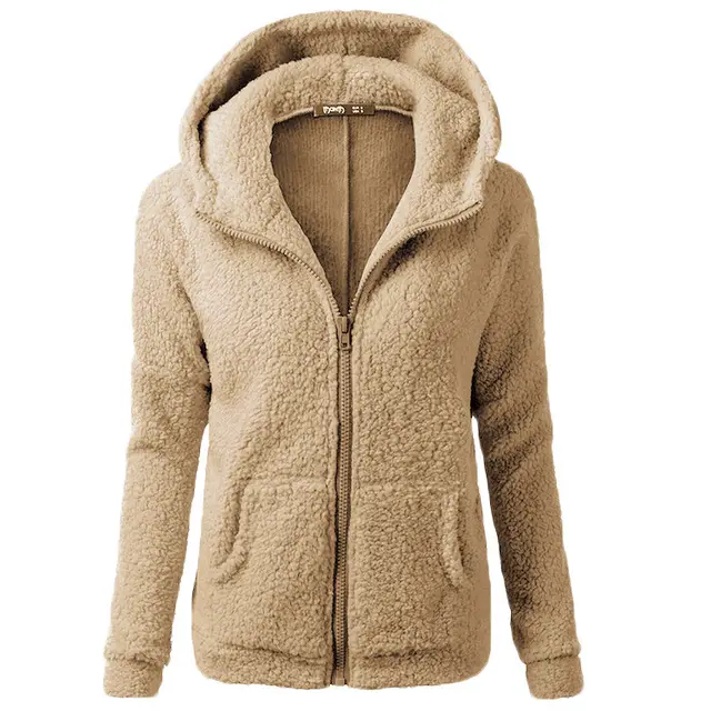 Women's Fashion Jacket Hooded Sweater Sweater Khaki - Shop at LoveMi