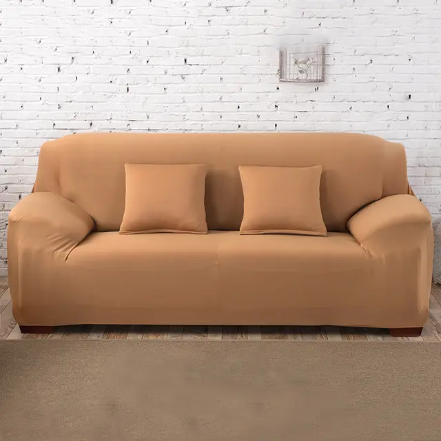Sofa Cover Solid Color Fabric Sofa Cover Towel Camel - Shop at LoveMi