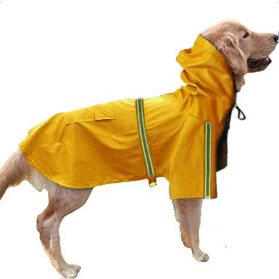 Spring and summer new dog raincoat waterproof cape dog reflective raincoat large dog raincoat Yellow - Shop at LoveMi