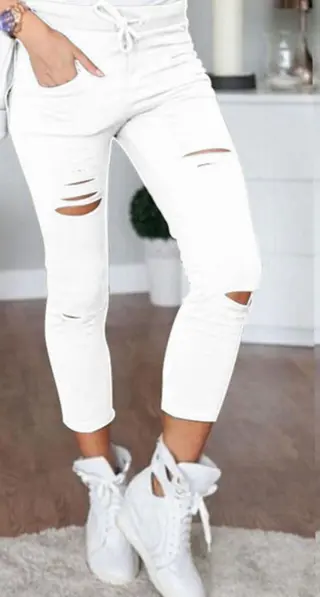 Casual pants nine pants - White