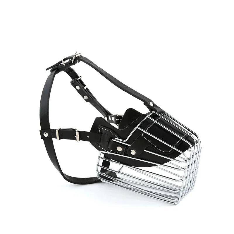 Dog Muzzle Adjustable Basket Soft Straps Rubber Pet Anti-bite Muzzle - B Black