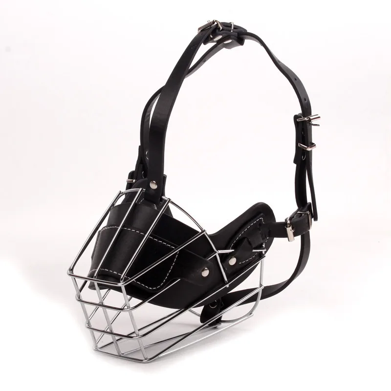 Dog Muzzle Adjustable Basket Soft Straps Rubber Pet Anti-bite Muzzle - C Black