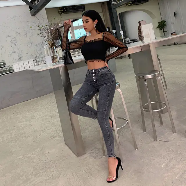 Skinny pencil pants Grey - Shop at LoveMi