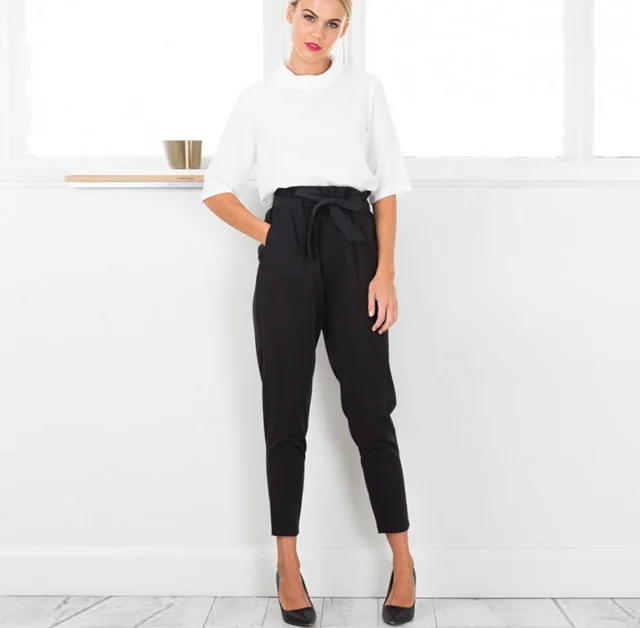 European and American new fashion wild waist cropped pants Black - Shop at LoveMi