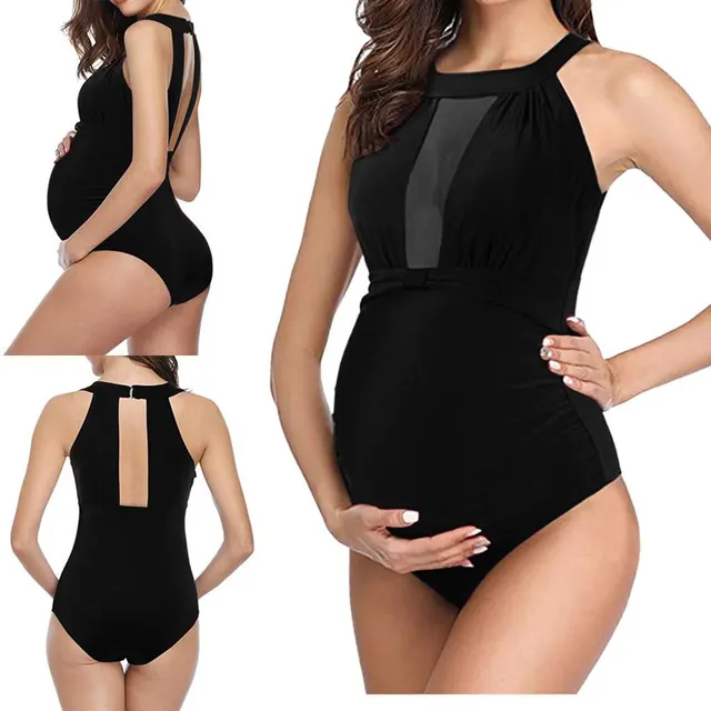 Black tube top halter lace up pregnant women swimsuit Black - Shop at LoveMi