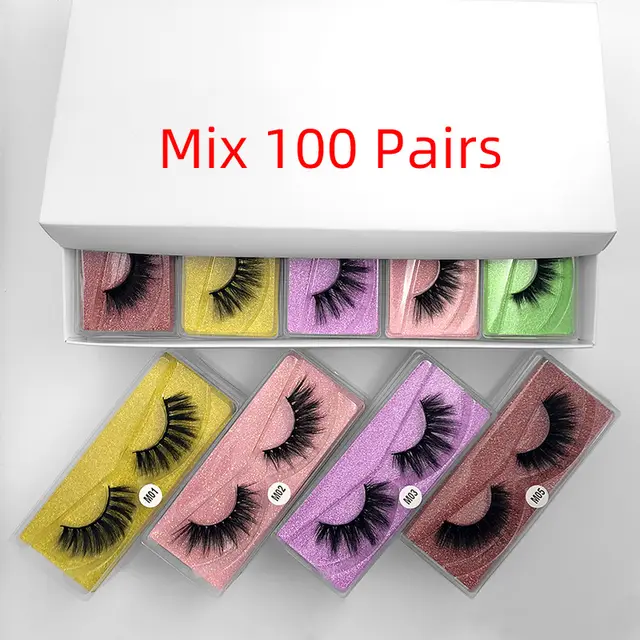 3D mink hair false eyelashes Mix 100 Pairs - Shop at LoveMi