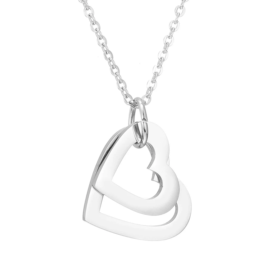 Stainless Steel Peach Heart Custom Hollow Necklace - Steel 2 Love