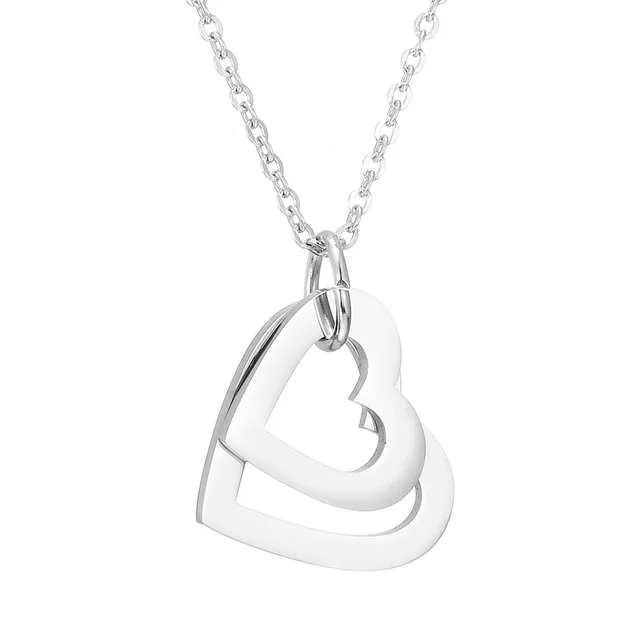 Stainless Steel Peach Heart Custom Hollow Necklace Steel 2 Love - Shop at LoveMi