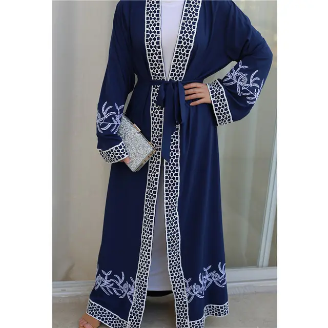 Stitching lace embroidered cardigan Blue - Shop at LoveMi