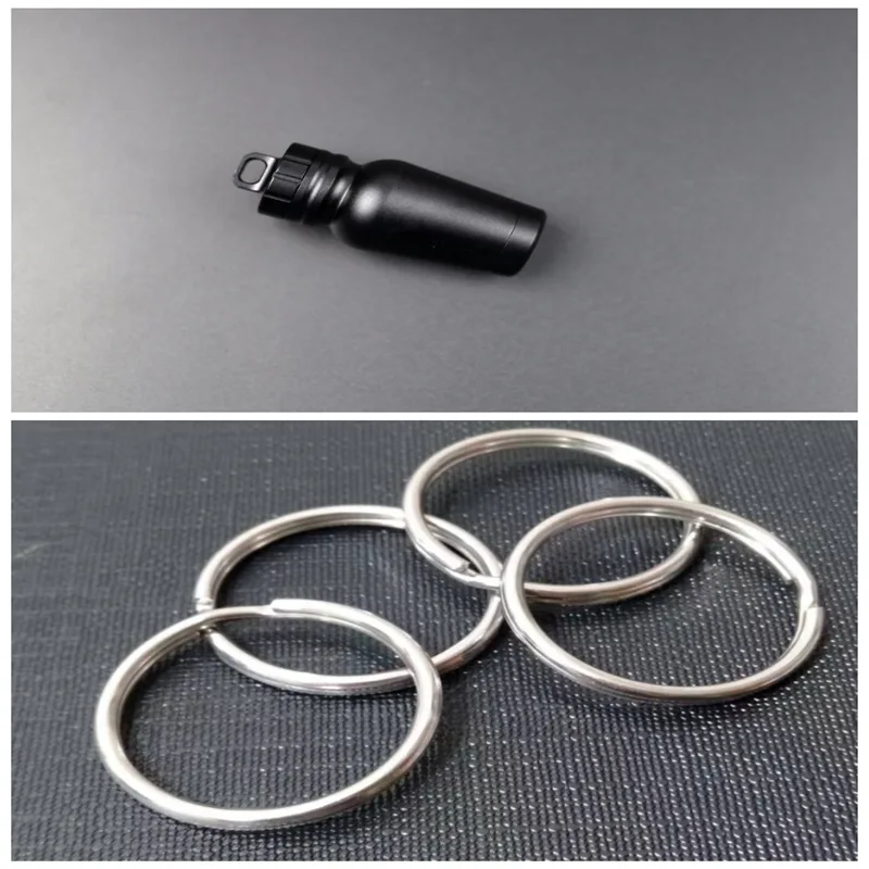 Outdoor medicine bottle Aluminum alloy survival pills full waterproof cans Sealed capsules - Black Set