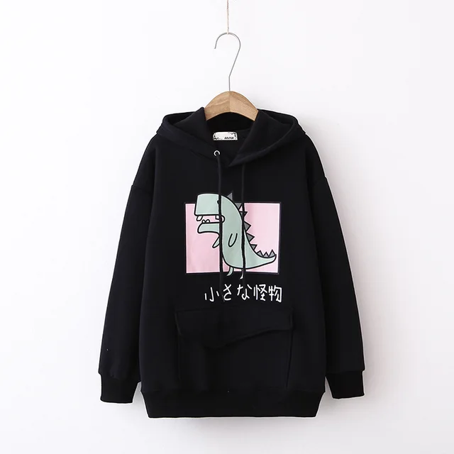 Printed and fleece hooded sweatshirt Black - Shop at LoveMi