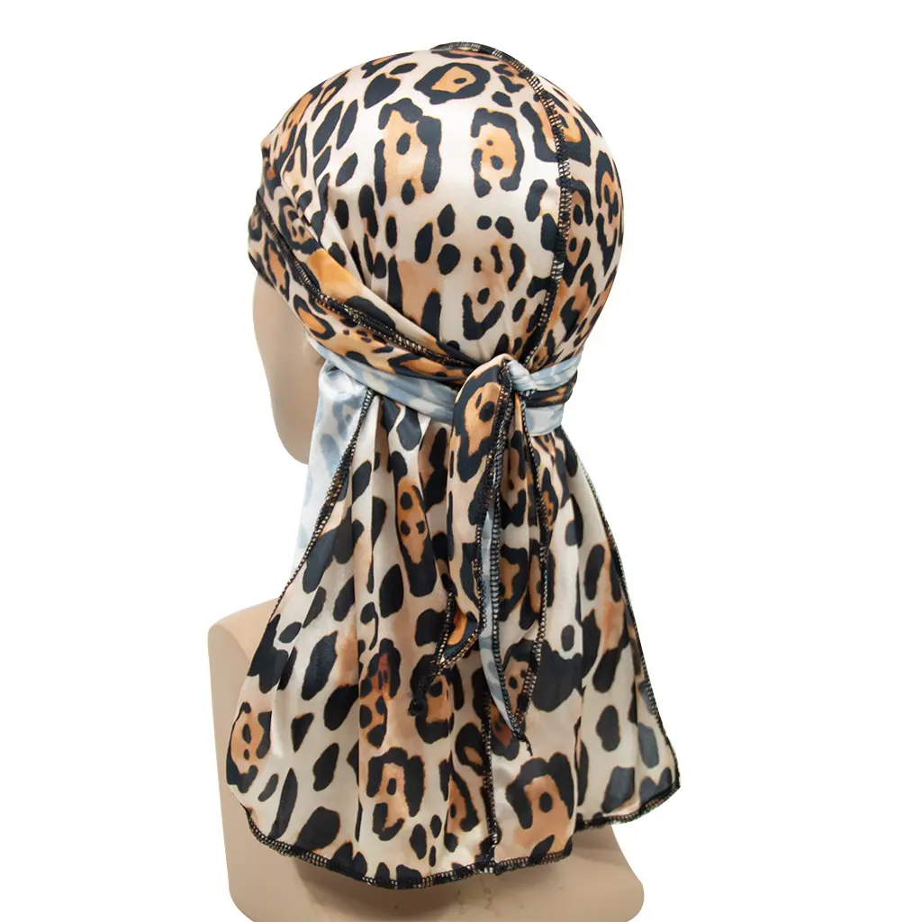 Velvet Leopard Long Tail Pirate Hat - Orange